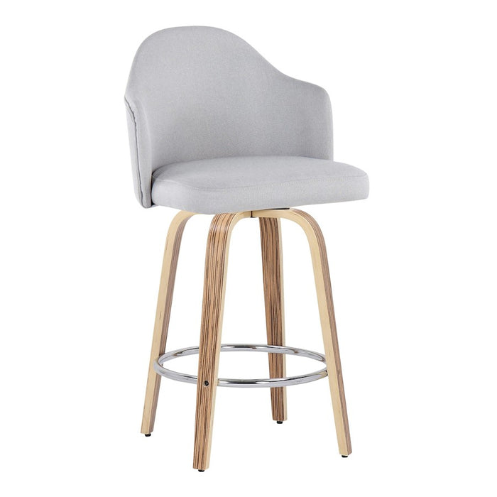 LumiSource Ahoy Counter Stool, Set of 2, Zebra/Chrome/Lt GY