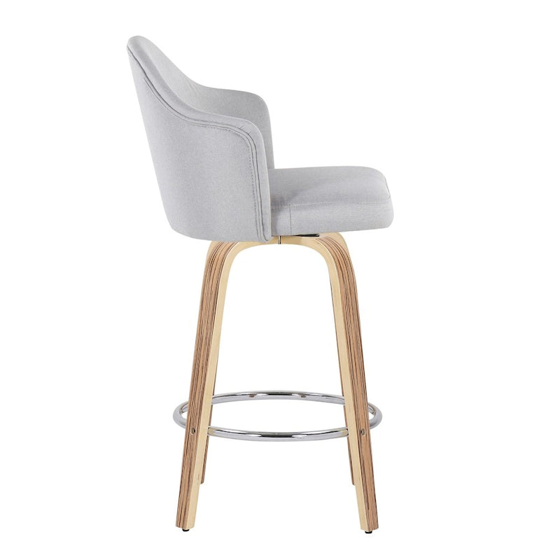 LumiSource Ahoy Counter Stool, Set of 2, Zebra/Chrome/Lt GY