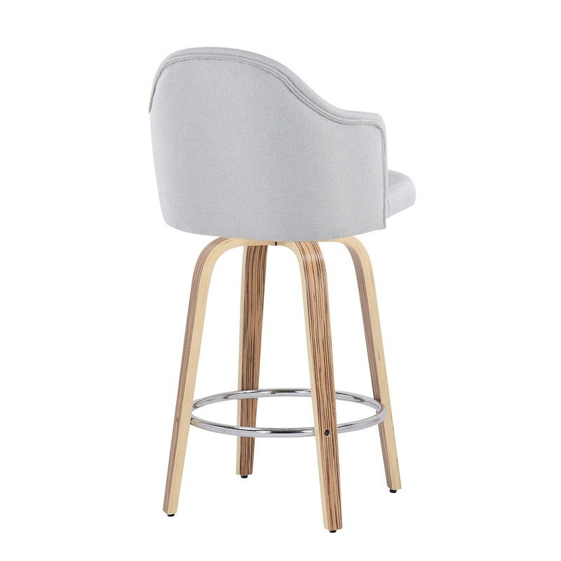 LumiSource Ahoy Counter Stool, Set of 2, Zebra/Chrome/Lt GY