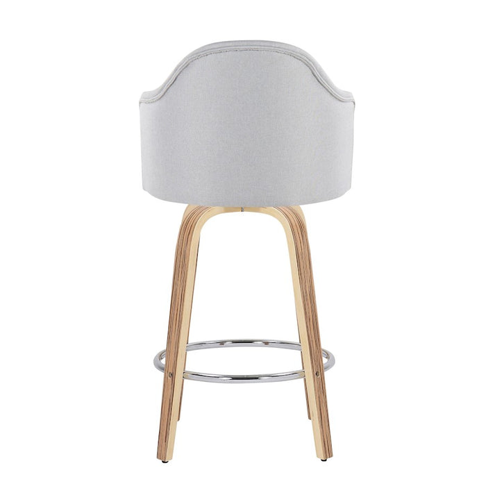 LumiSource Ahoy Counter Stool, Set of 2, Zebra/Chrome/Lt GY