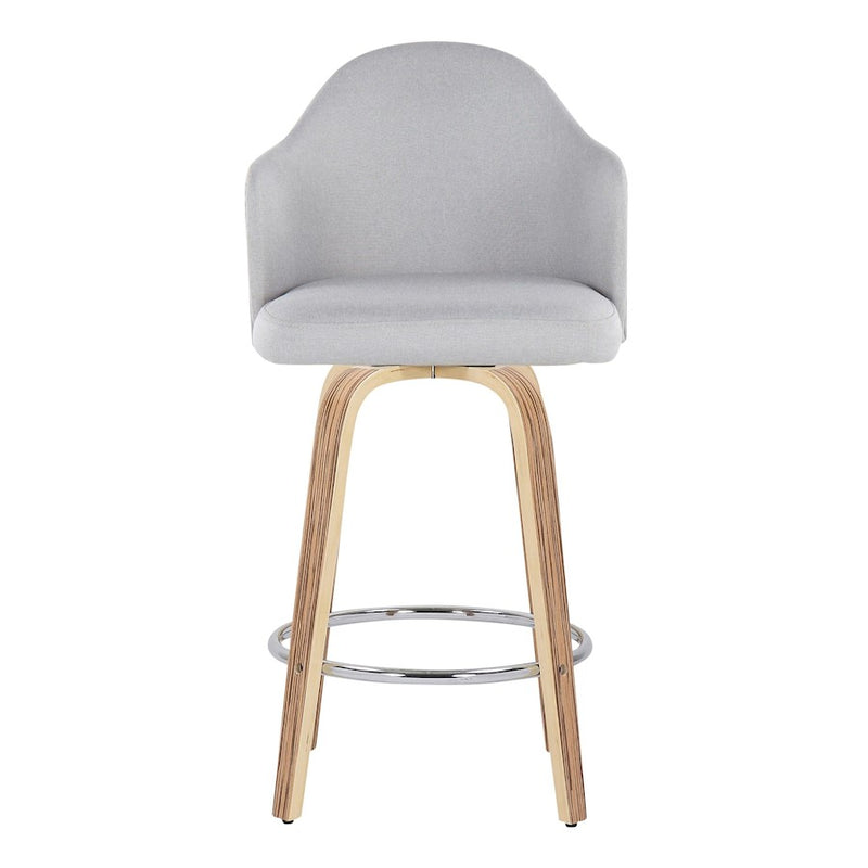 LumiSource Ahoy Counter Stool, Set of 2, Zebra/Chrome/Lt GY