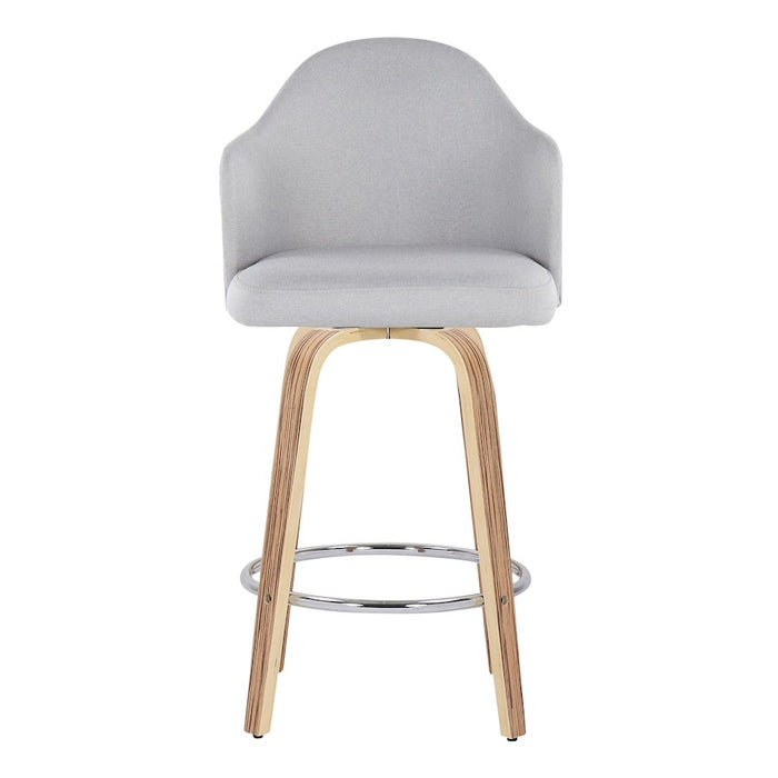 LumiSource Ahoy Counter Stool, Set of 2, Zebra/Chrome/Lt GY