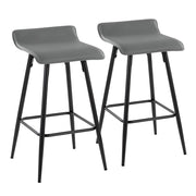 LumiSource Ale Counter Stool, Set of 2, Black Steel/Grey - B26-ALEBKDGY2