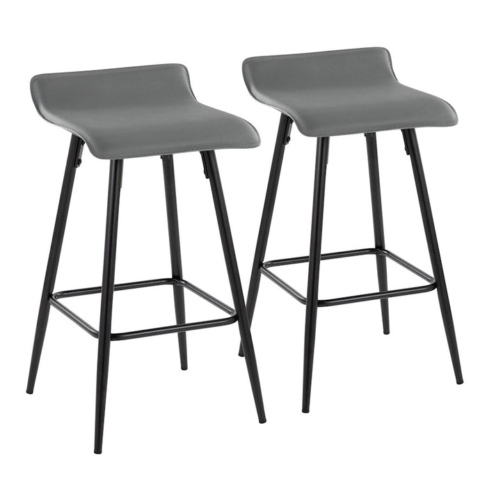 LumiSource Ale Counter Stool, Set of 2, Black Steel/Grey - B26-ALEBKDGY2
