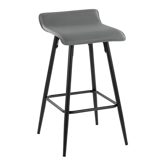 LumiSource Ale Counter Stool, Set of 2, Black Steel/Grey