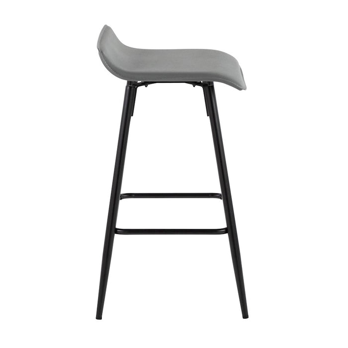 LumiSource Ale Counter Stool, Set of 2, Black Steel/Grey