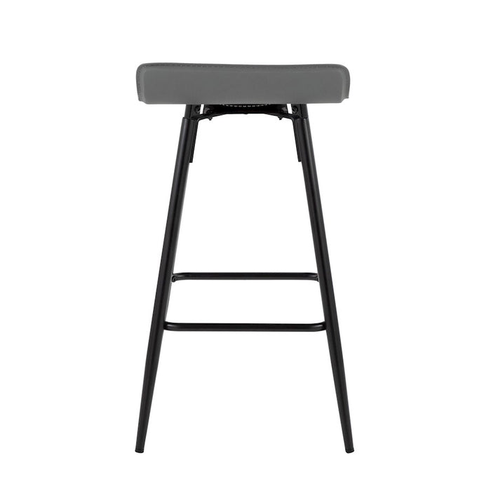 LumiSource Ale Counter Stool, Set of 2, Black Steel/Grey