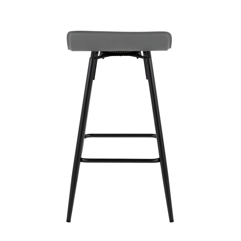 LumiSource Ale Counter Stool Set of 2 | Contemporary Black Steel & Grey PU | Kitchen Island & Bar Seating | Model B26-ALEBKDGY2