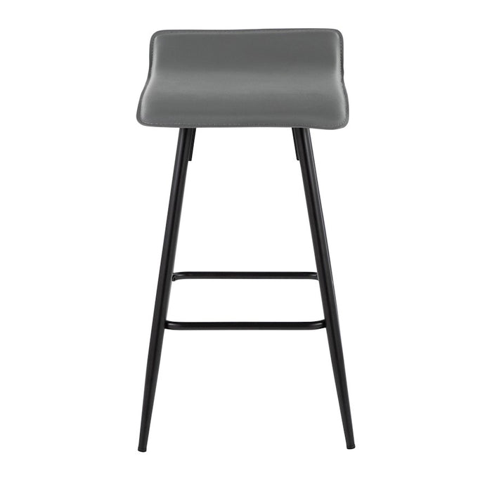 LumiSource Ale Counter Stool, Set of 2, Black Steel/Grey