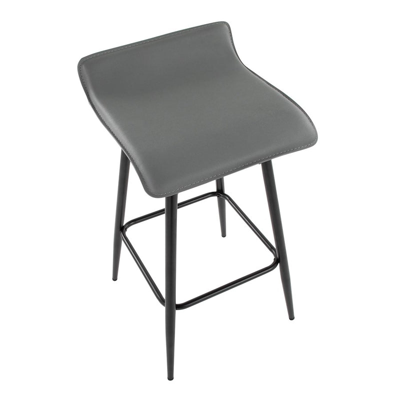 LumiSource Ale Counter Stool Set of 2 | Contemporary Black Steel & Grey PU | Kitchen Island & Bar Seating | Model B26-ALEBKDGY2