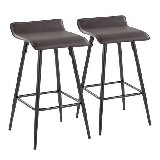 LumiSource Ale Counter Stool, Set of 2, Black Steel/Espresso - B26-ALEBKE2
