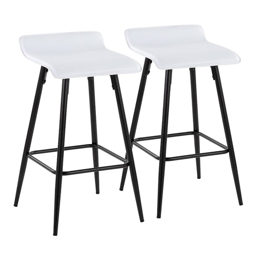 LumiSource Ale Counter Stool, Set of 2, Black Steel/White - B26-ALEBKW2