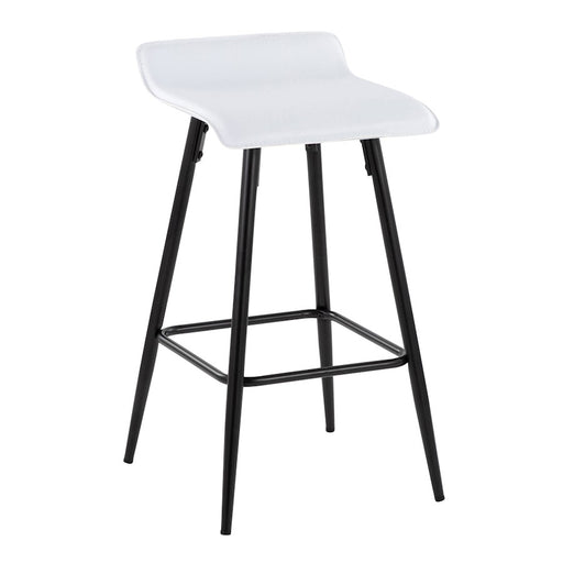 LumiSource Ale Counter Stool, Set of 2, Black Steel/White