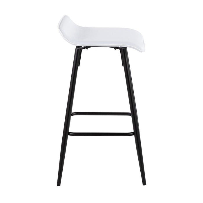 LumiSource Ale Counter Stool, Set of 2, Black Steel/White