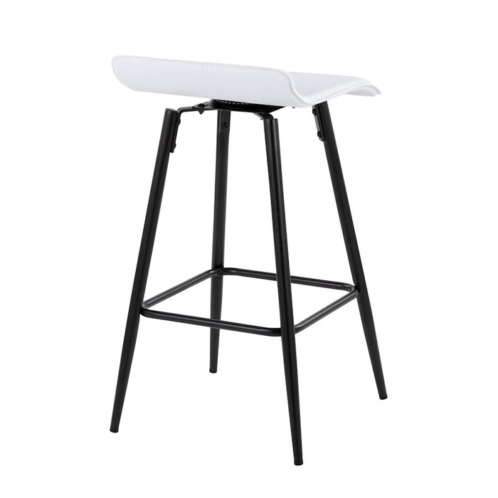 LumiSource Ale Counter Stool, Set of 2, Black Steel/White