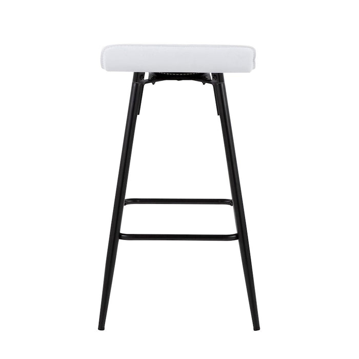 LumiSource Ale Counter Stool, Set of 2, Black Steel/White