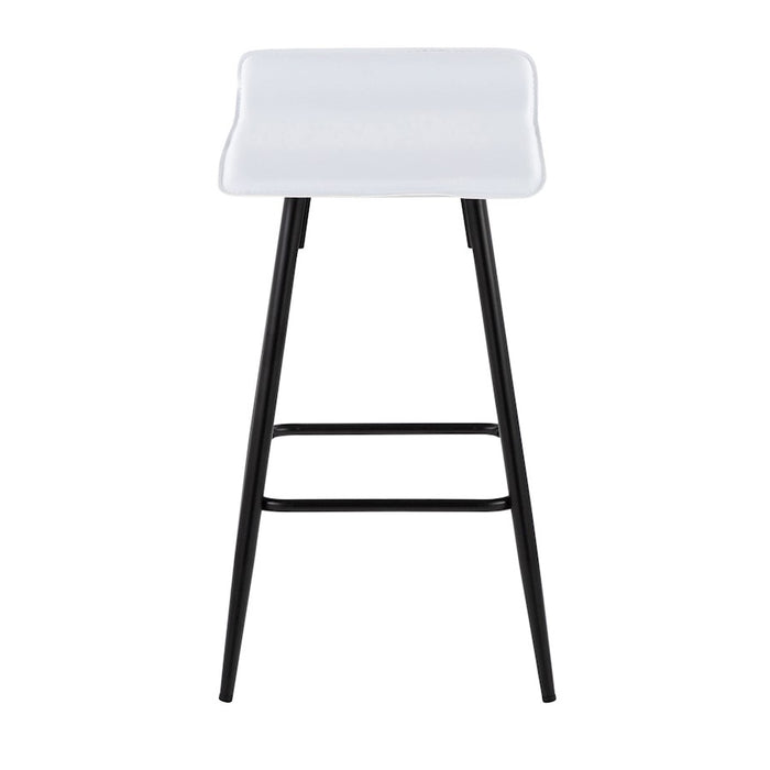 LumiSource Ale Counter Stool, Set of 2, Black Steel/White