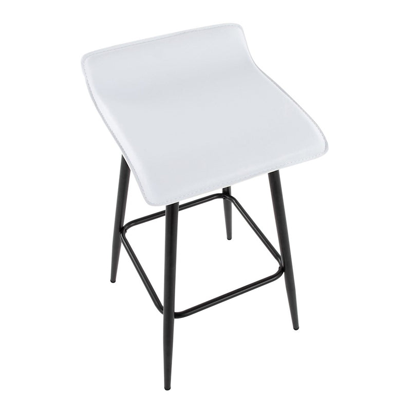 LumiSource Ale Counter Stool Set of 2 | Contemporary Black Steel & White PU | Kitchen Island & Bar Seating | Model B26-ALEBKW2