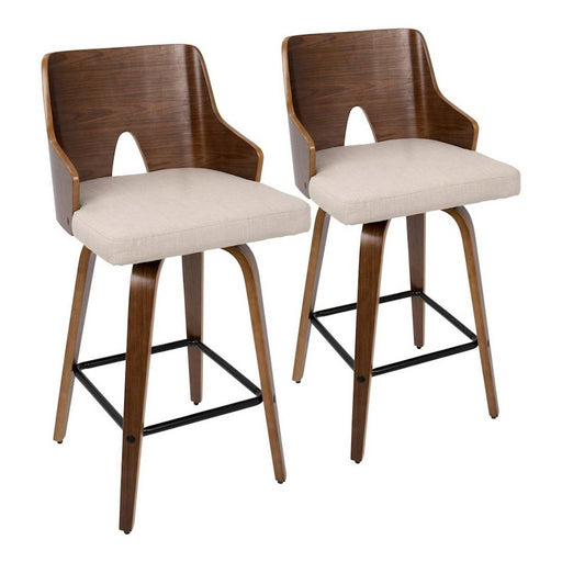 LumiSource Ariana Counter Stool, Set/2, Walnut/Beige/Black - B26-ARIA2-SWVXWLBG2