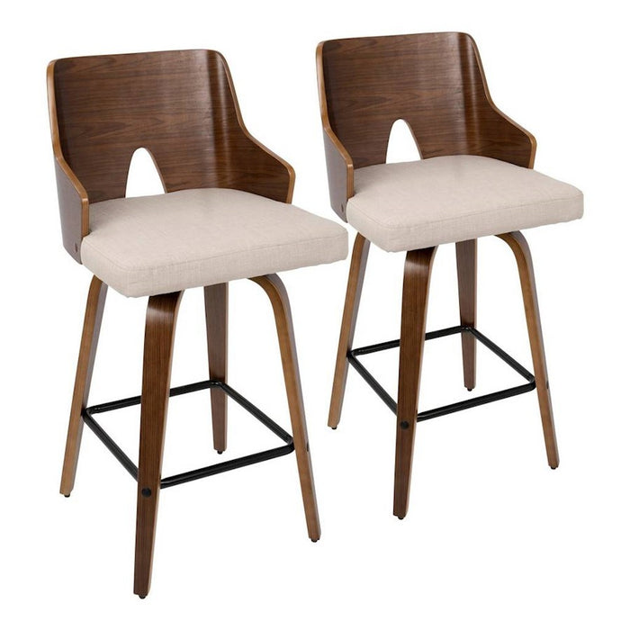 LumiSource Ariana Counter Stool, Set/2, Walnut/Beige/Black - B26-ARIA2-SWVXWLBG2