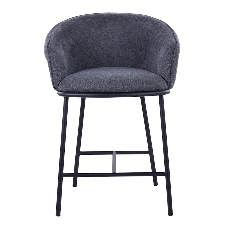 LumiSource Ashland Counter Stool Set/2 | Contemporary Black Steel & Charcoal Fabric | Kitchen Island & Bar Seating | Model B26-ASHLAND2BKCHAR2