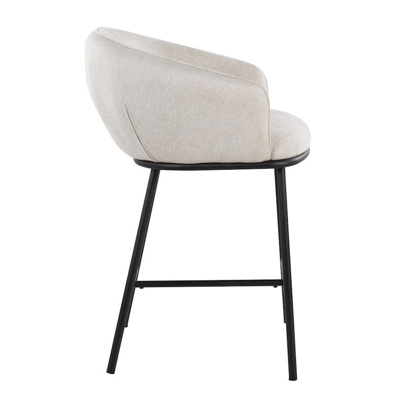 LumiSource Ashland Counter Stool, Set/2, Black Steel/Cream