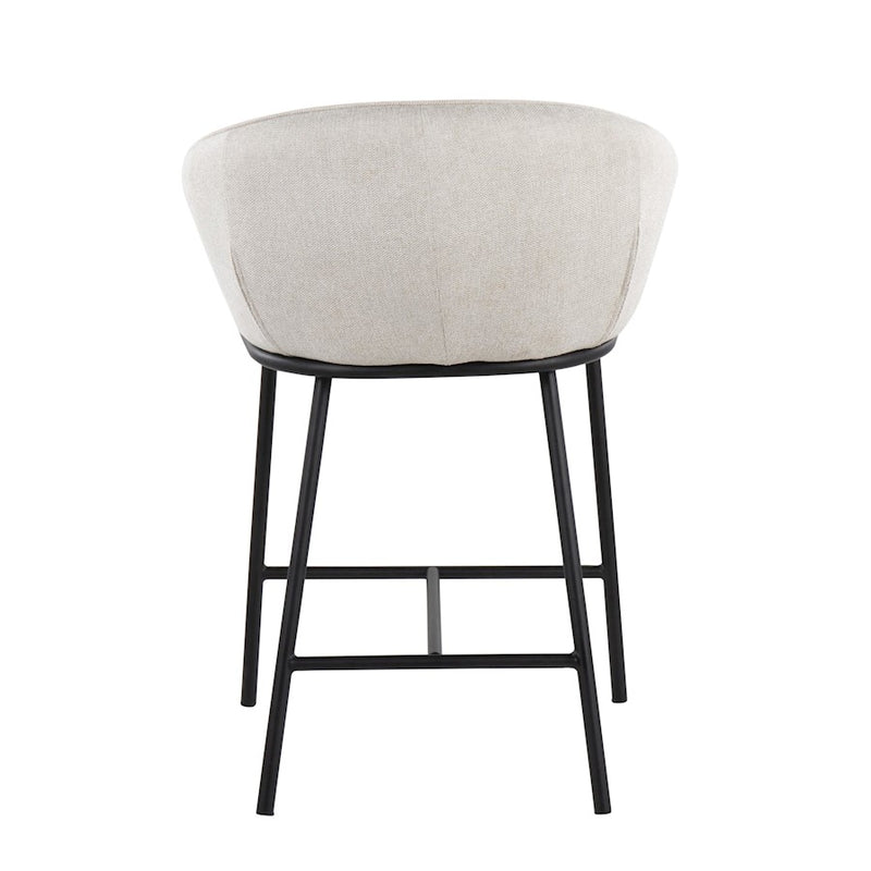 LumiSource Ashland Counter Stool, Set/2, Black Steel/Cream
