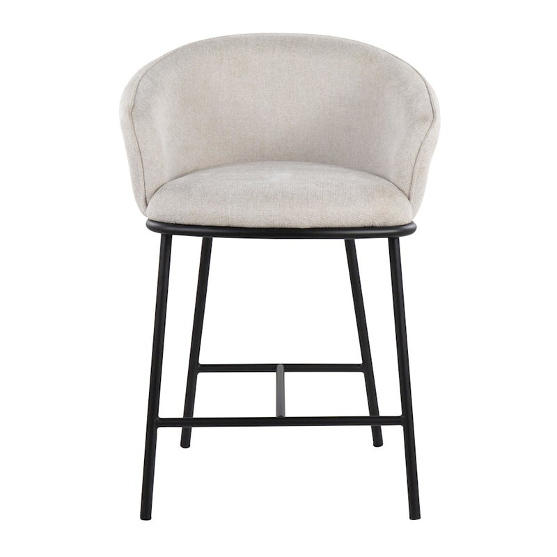 LumiSource Ashland Counter Stool, Set/2, Black Steel/Cream