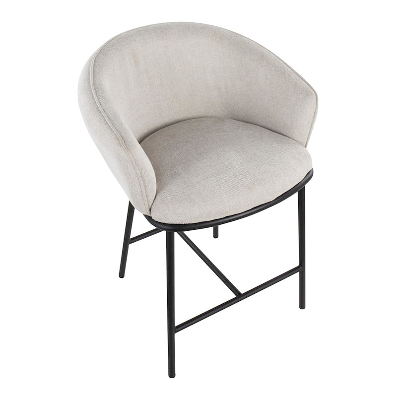LumiSource Ashland Counter Stool, Set/2, Black Steel/Cream