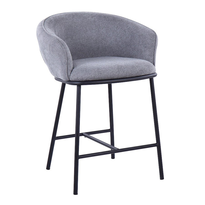 LumiSource Ashland Counter Stool, Set of 2, Black Steel/Grey