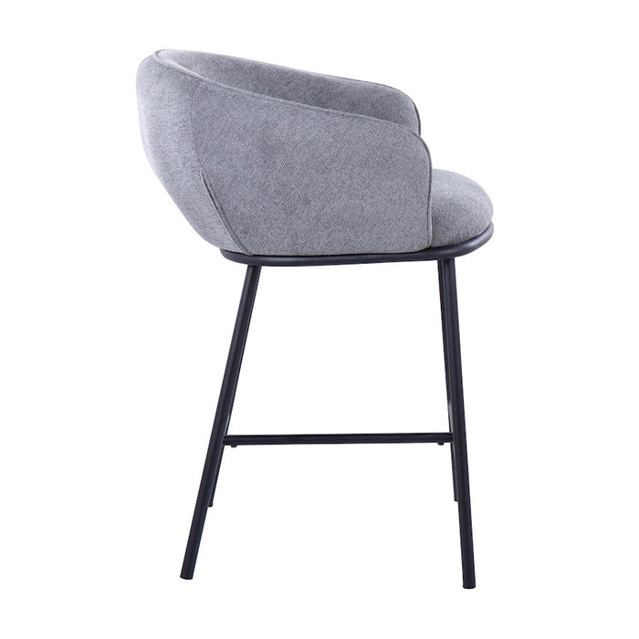LumiSource Ashland Counter Stool, Set of 2, Black Steel/Grey
