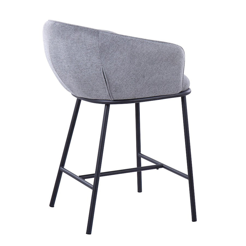 LumiSource Ashland Counter Stool Set/2 | Contemporary Black Steel & Grey Fabric | Kitchen Island & Bar Seating | Model B26-ASHLAND2BKGY2