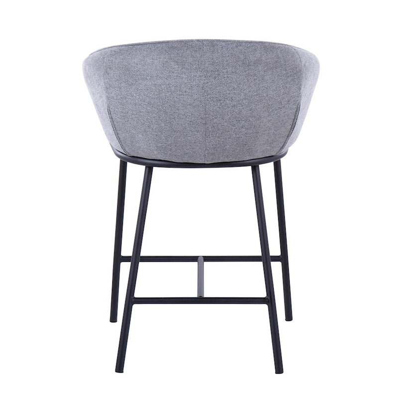LumiSource Ashland Counter Stool Set/2 | Contemporary Black Steel & Grey Fabric | Kitchen Island & Bar Seating | Model B26-ASHLAND2BKGY2