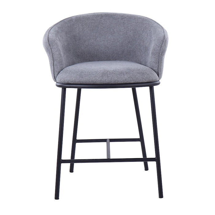 LumiSource Ashland Counter Stool, Set of 2, Black Steel/Grey
