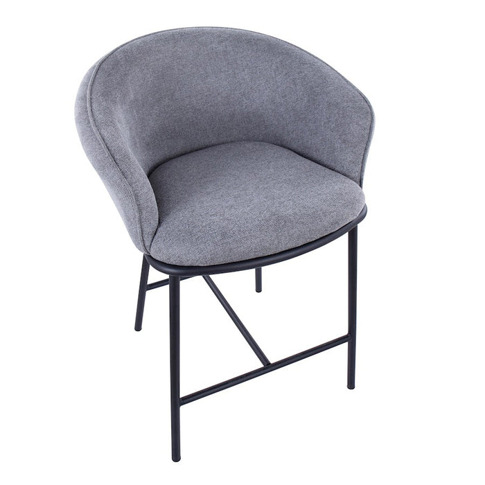 LumiSource Ashland Counter Stool, Set of 2, Black Steel/Grey
