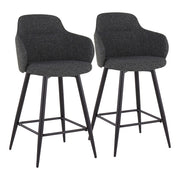 LumiSource Boyne 26" Counter Stool, Set/2, BK/Dark GYN - B26-BOYNE-55SWVX2BKDGY2