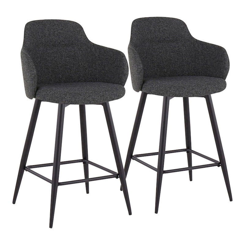 LumiSource Boyne 26" Counter Stool, Set/2, BK/Dark GYN - B26-BOYNE-55SWVX2BKDGY2