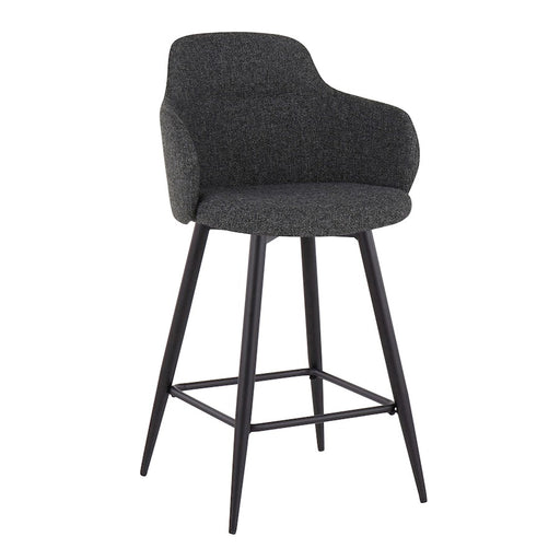 LumiSource Boyne 26" Counter Stool, Set of 2, Black/Dark Grey Noise