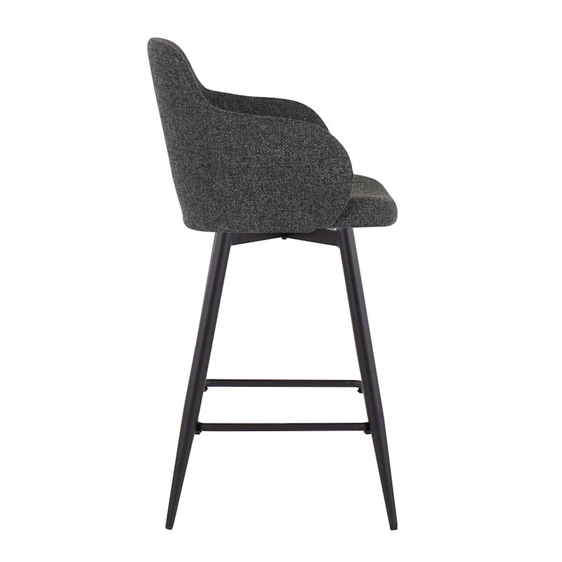 LumiSource Boyne 26" Counter Stool, Set of 2, Black/Dark Grey Noise