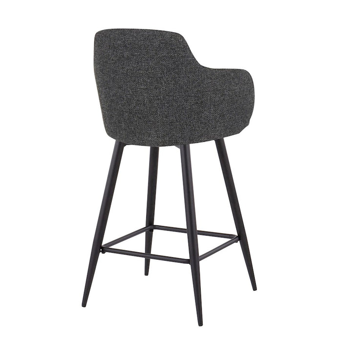 LumiSource Boyne 26" Counter Stool, Set of 2, Black/Dark Grey Noise