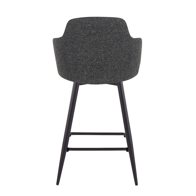 LumiSource Boyne 26" Counter Stool, Set of 2, Black/Dark Grey Noise