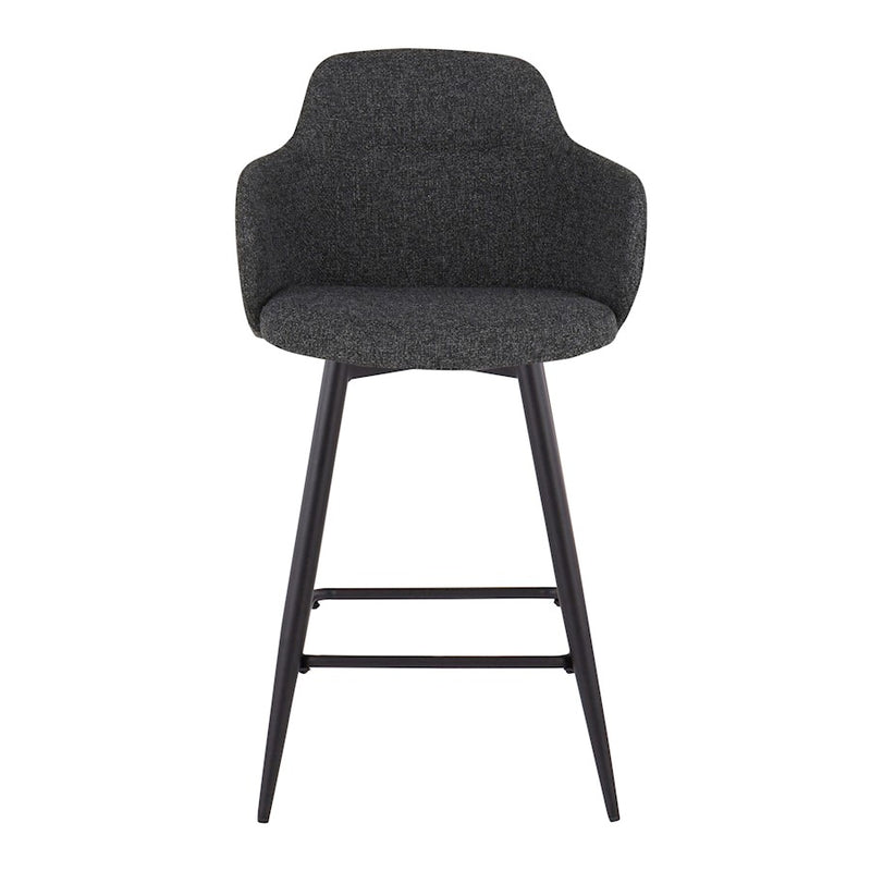 LumiSource Boyne 26" Counter Stool, Set of 2, Black/Dark Grey Noise