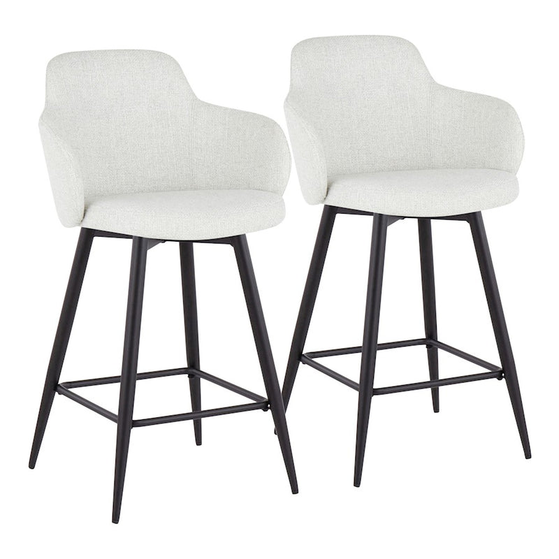 LumiSource Boyne 26" Counter Stool, Set/2, Black/Grey - B26-BOYNE-55SWVX2BKLGY2