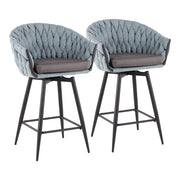 LumiSource B. Matisse Counter Stool, Set/2, BK/BL/GY - B26-BRAIDMAT55SWVXBKBUGY2