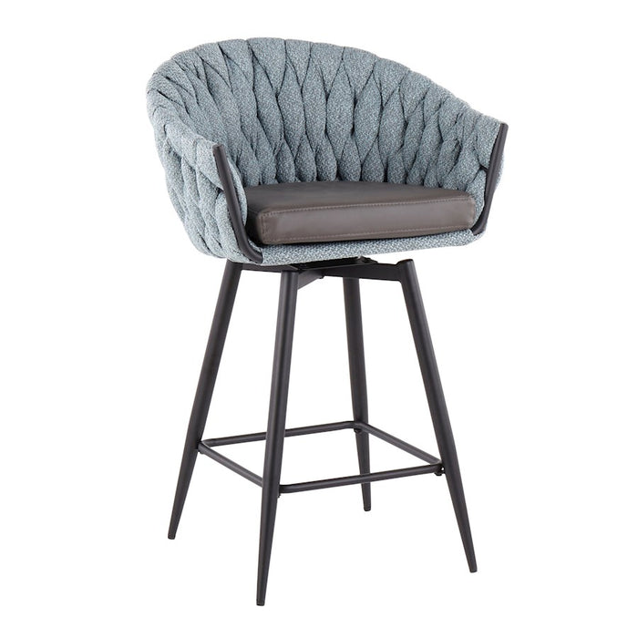 LumiSource B. Matisse Counter Stool, Set of 2, Black/BL/GY