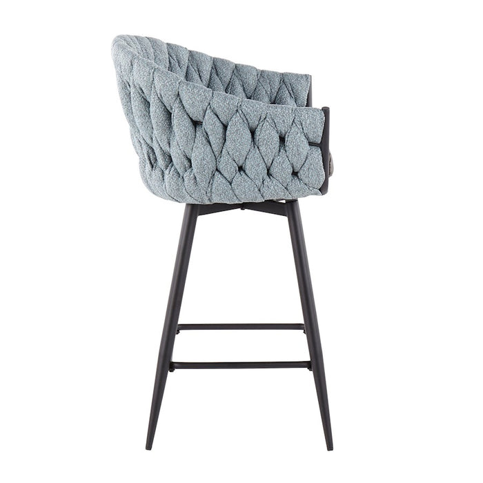 LumiSource B. Matisse Counter Stool, Set of 2, Black/BL/GY