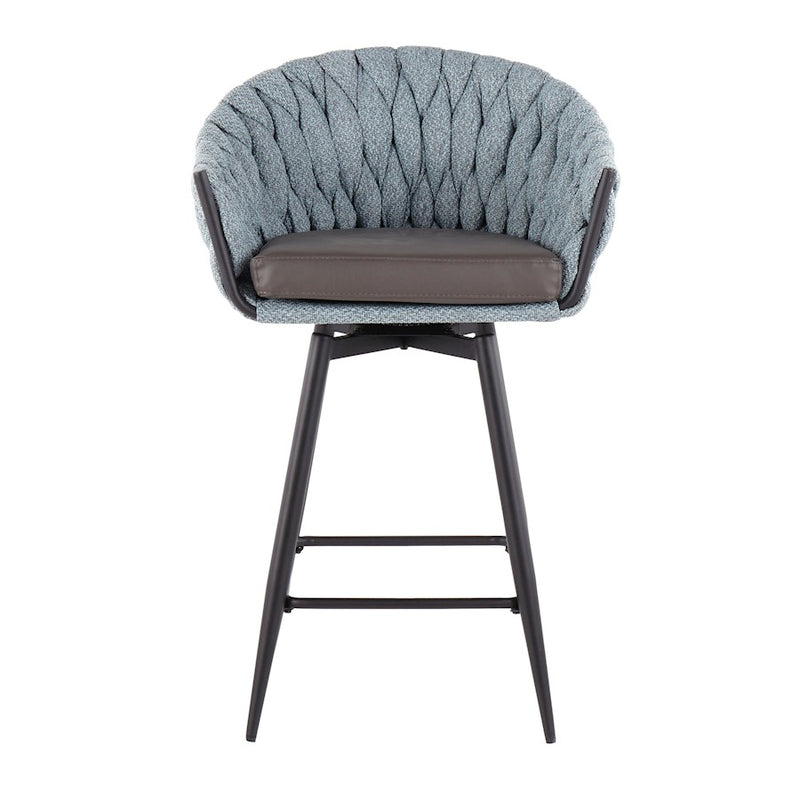 LumiSource B. Matisse Counter Stool, Set of 2, Black/BL/GY