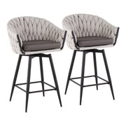 LumiSource B. Matisse Counter Stool, Set/2, BK/CM/GY - B26-BRAIDMAT55SWVXBKCRGY2
