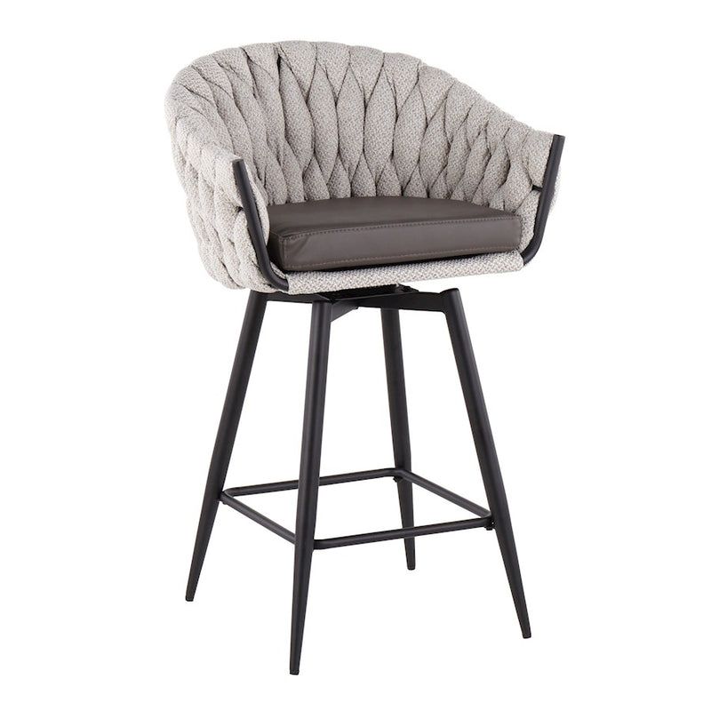 LumiSource B. Matisse Counter Stool, Set of 2, Black/CM/GY