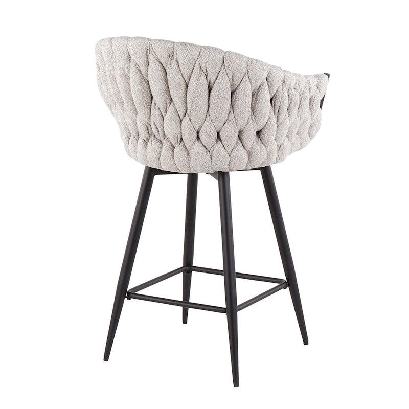 LumiSource B. Matisse Counter Stool, Set of 2, Black/CM/GY